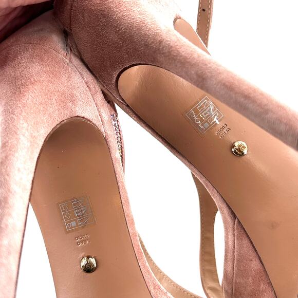 Pelle Moda Karisa Platform Heels 9 Pink Suede NWOT Sandals Jewel Glam Cocktail - Picture 6 of 7